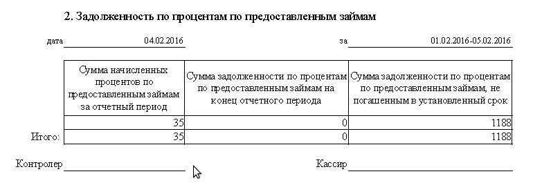 Программа для ломбарда - Формирование отчета